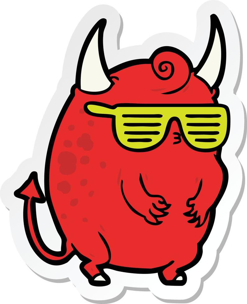 sticker of a cartoon halloween disco devil vector