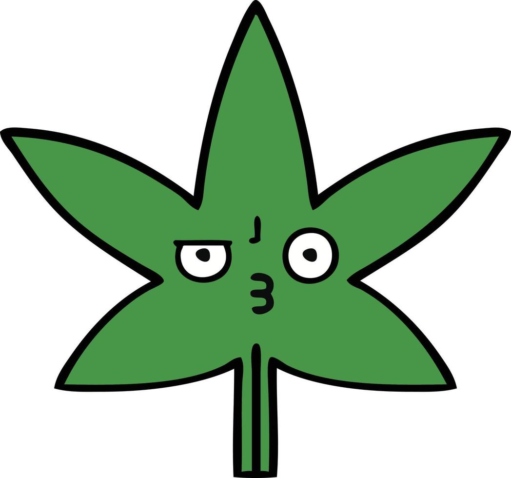 linda hoja de marihuana de dibujos animados vector