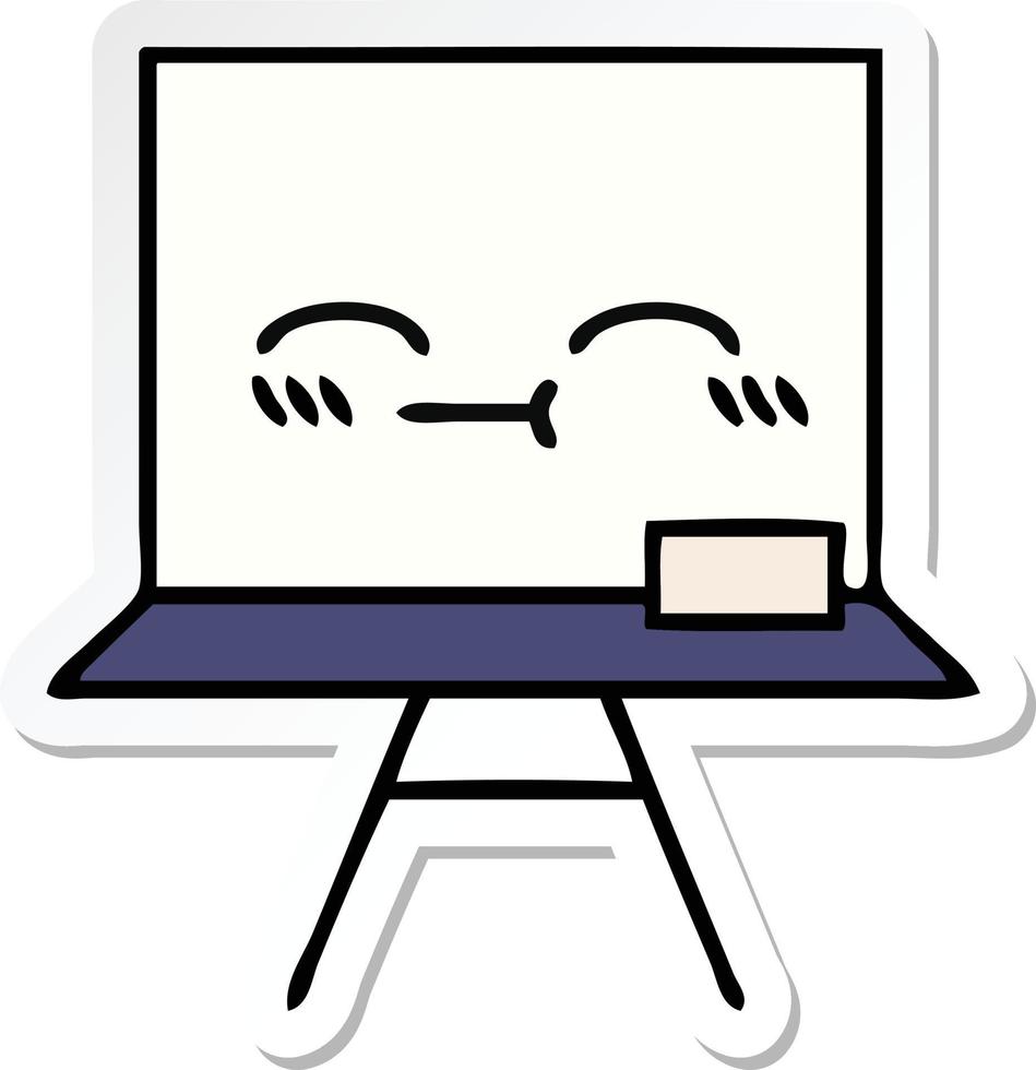 sticker of a cute cartoon white board vector