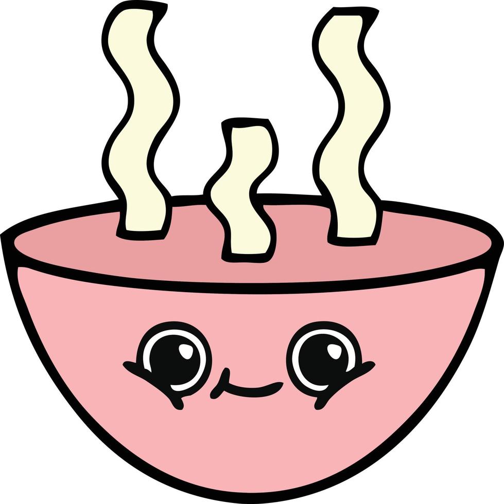 cute cartoon bowl of hot soup vector