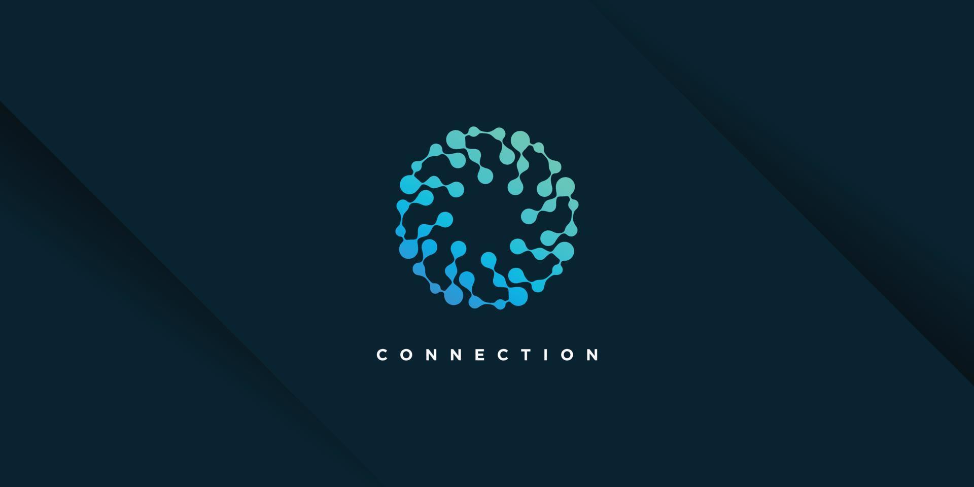 Connection logo design vector with creative unique dot concept