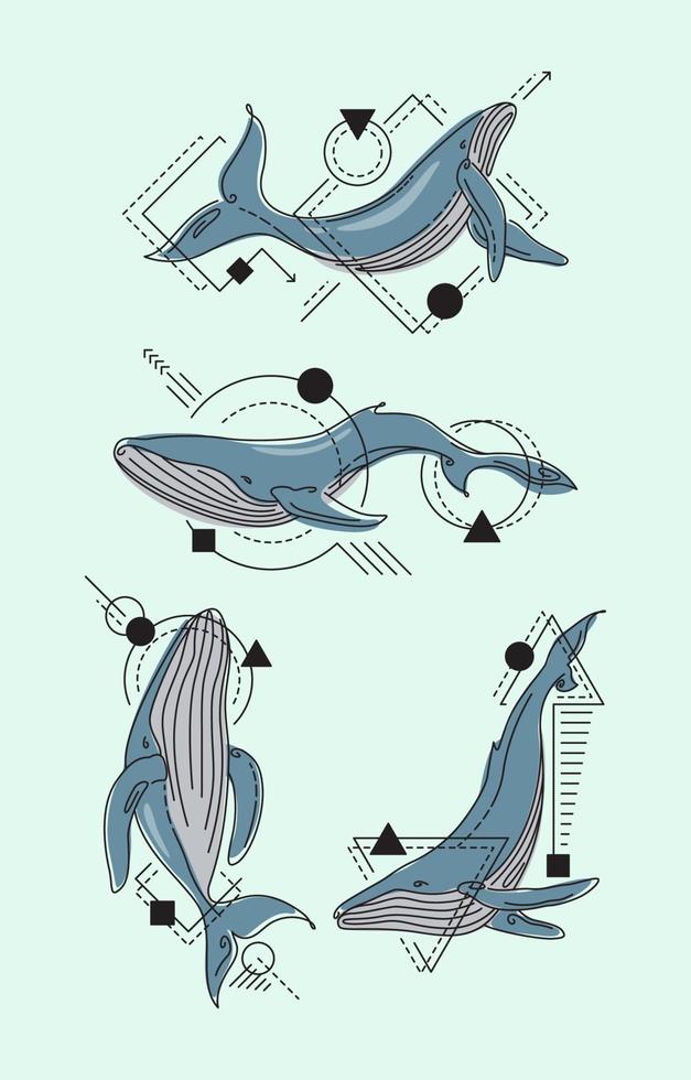 Aesthetic Minimalist Tattoo Blue Whale 10752902 Vector Art at Vecteezy