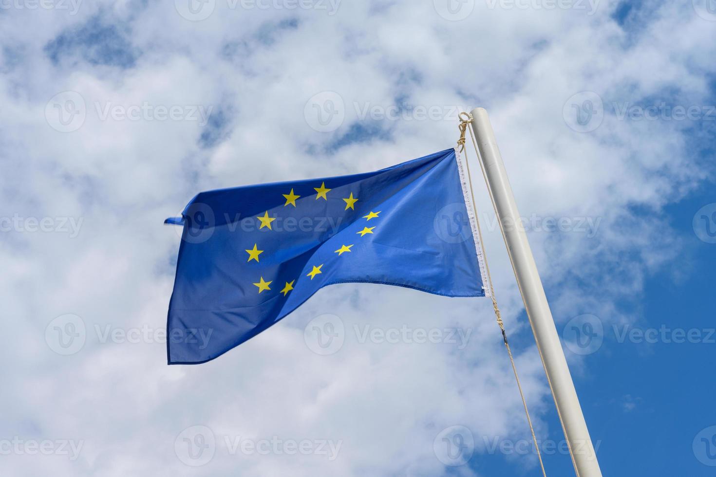 European Union flag waving in the wind photo