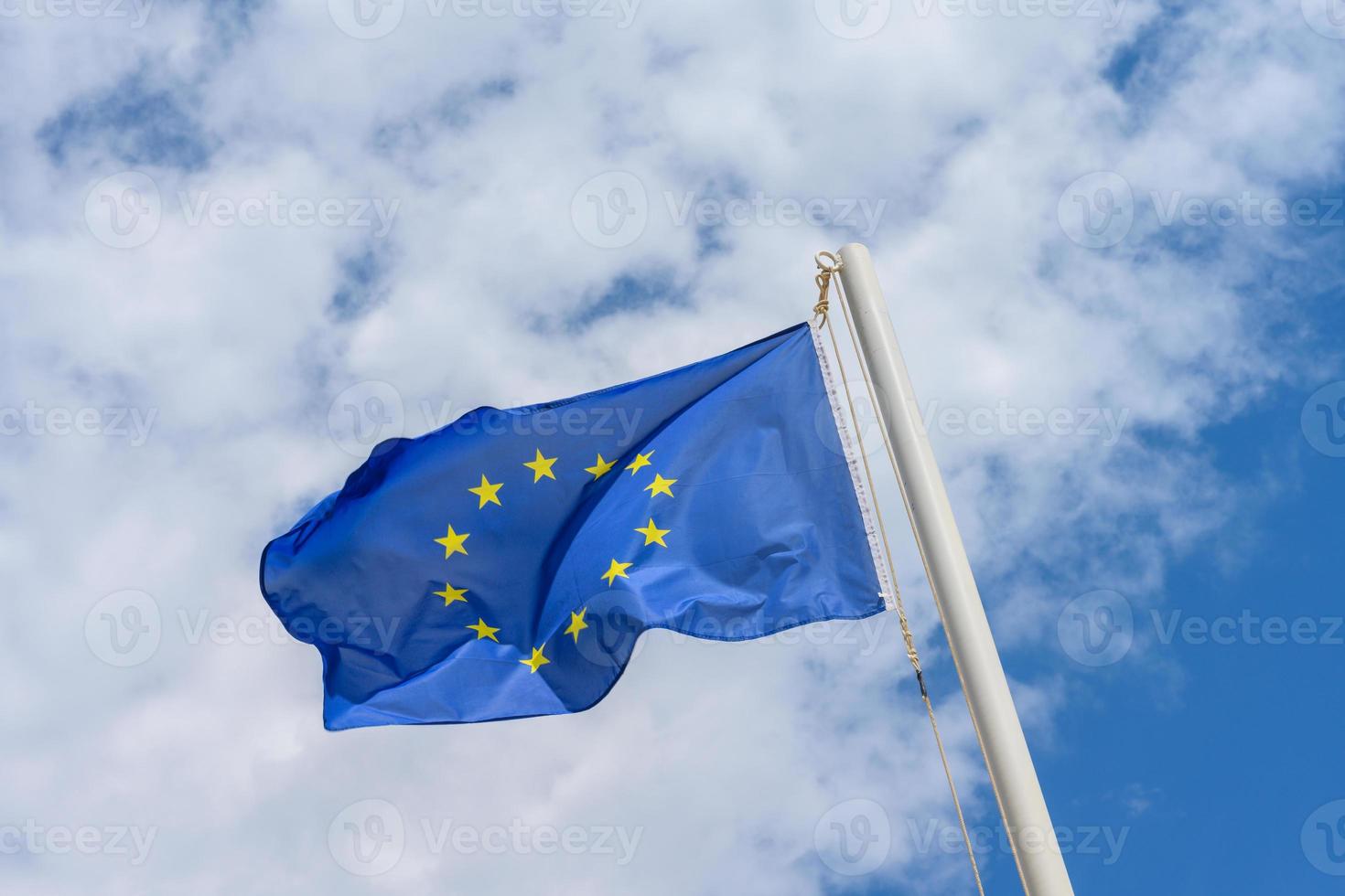 European Union flag waving in the wind photo