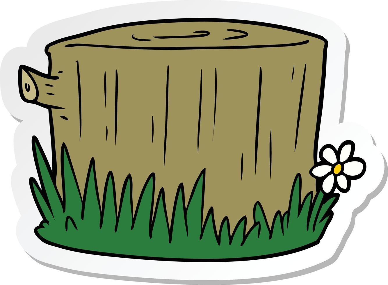 sticker of a cartoon tree stump vector