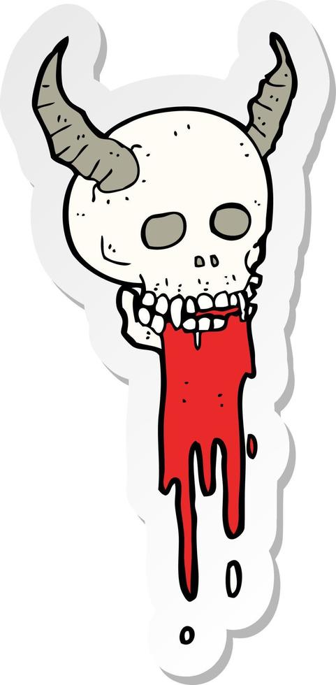 pegatina de un cráneo espeluznante de halloween de dibujos animados vector