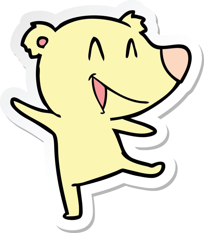 sticker of a laughing bear cartoon vector