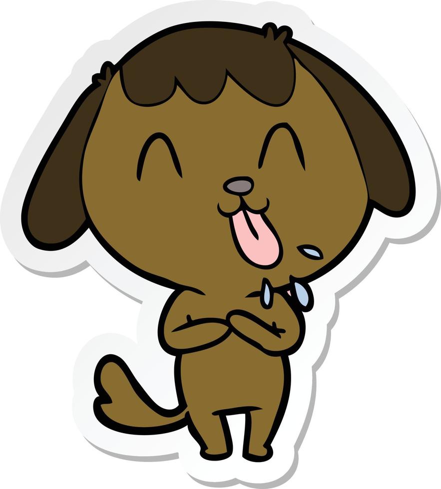 sticker of a cute cartoon dog vector