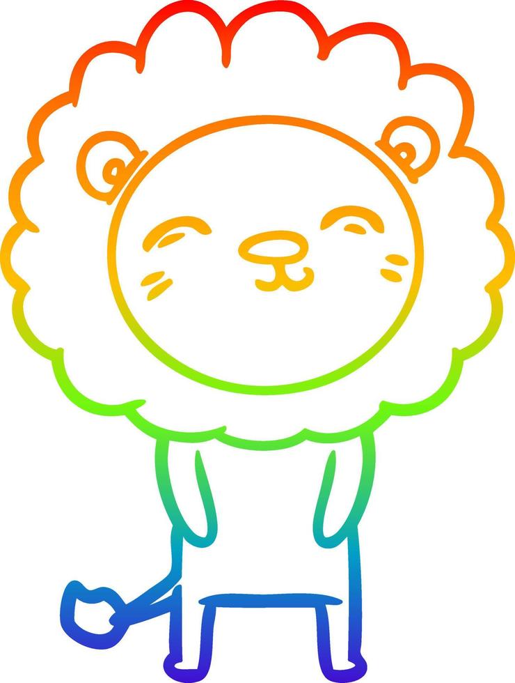 rainbow gradient line drawing cartoon lion vector