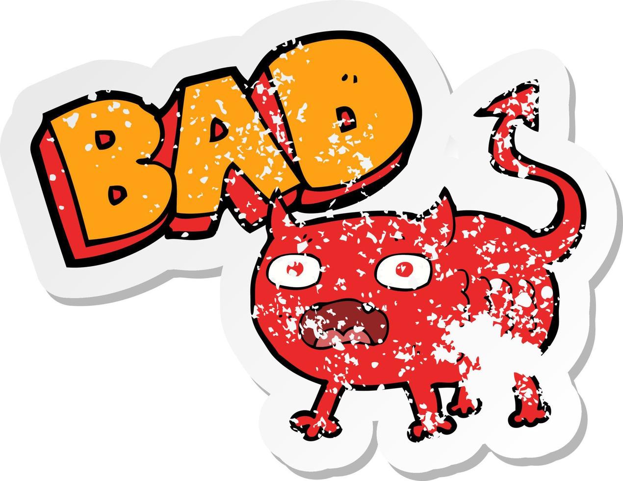 retro distressed sticker of a cartoon bad imp vector