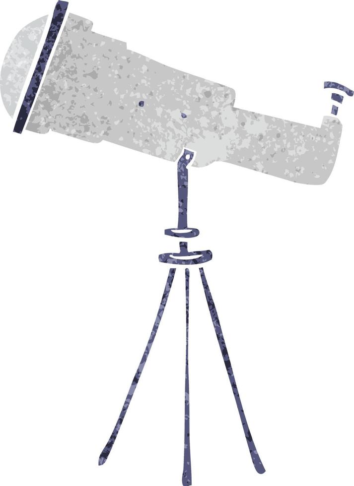 garabato de dibujos animados retro de un gran telescopio vector