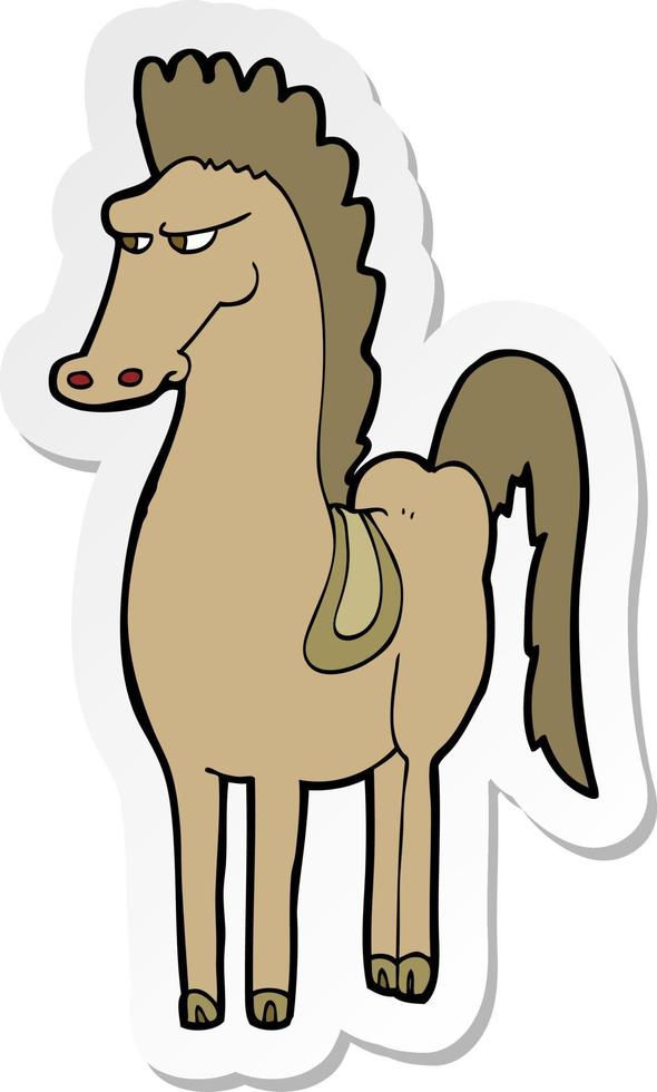 sticker of a cartoon horse vector