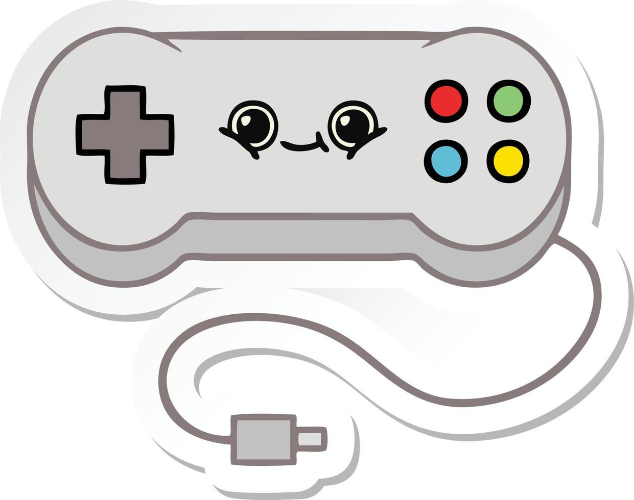 sticker of a cute cartoon game controller vector