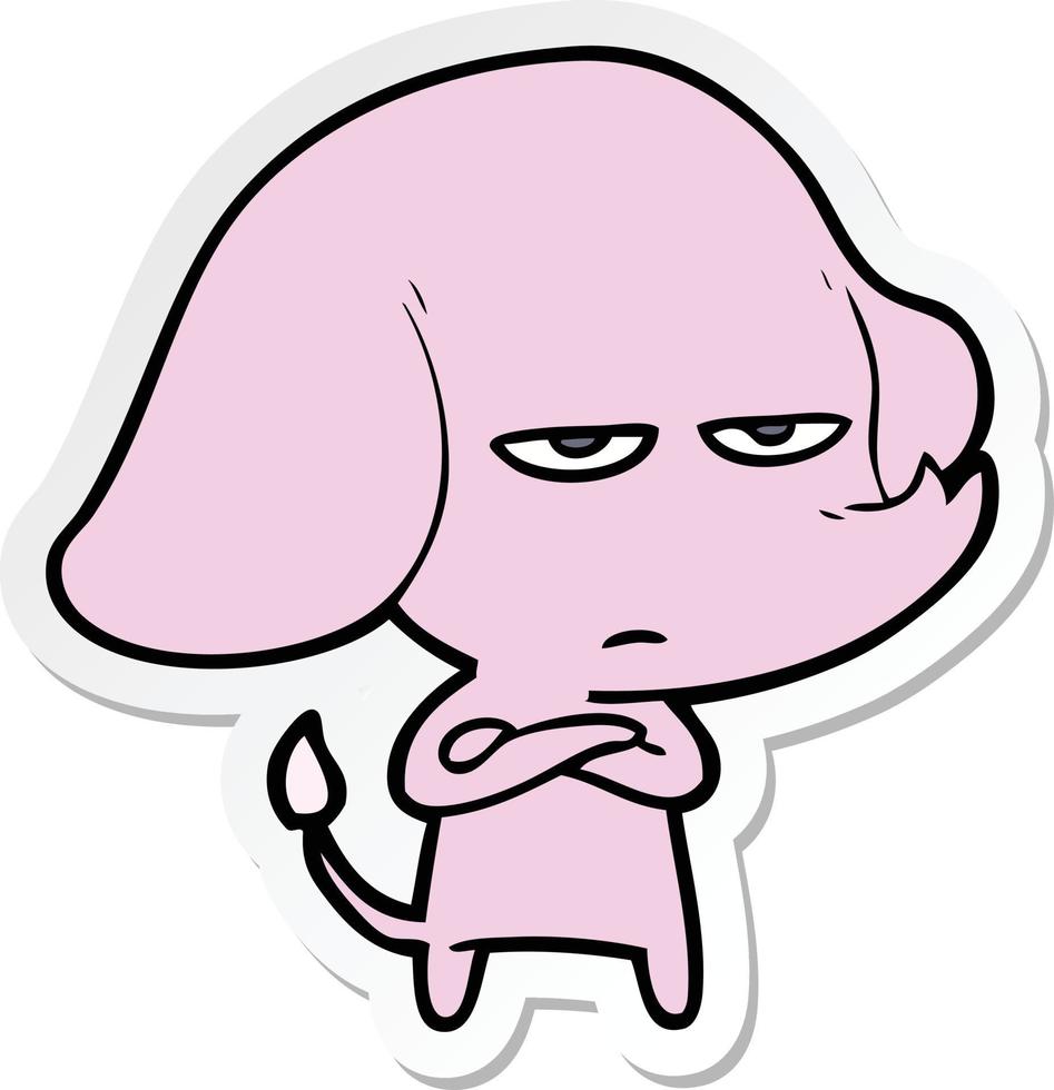 sticker of a annoyed cartoon elephant vector