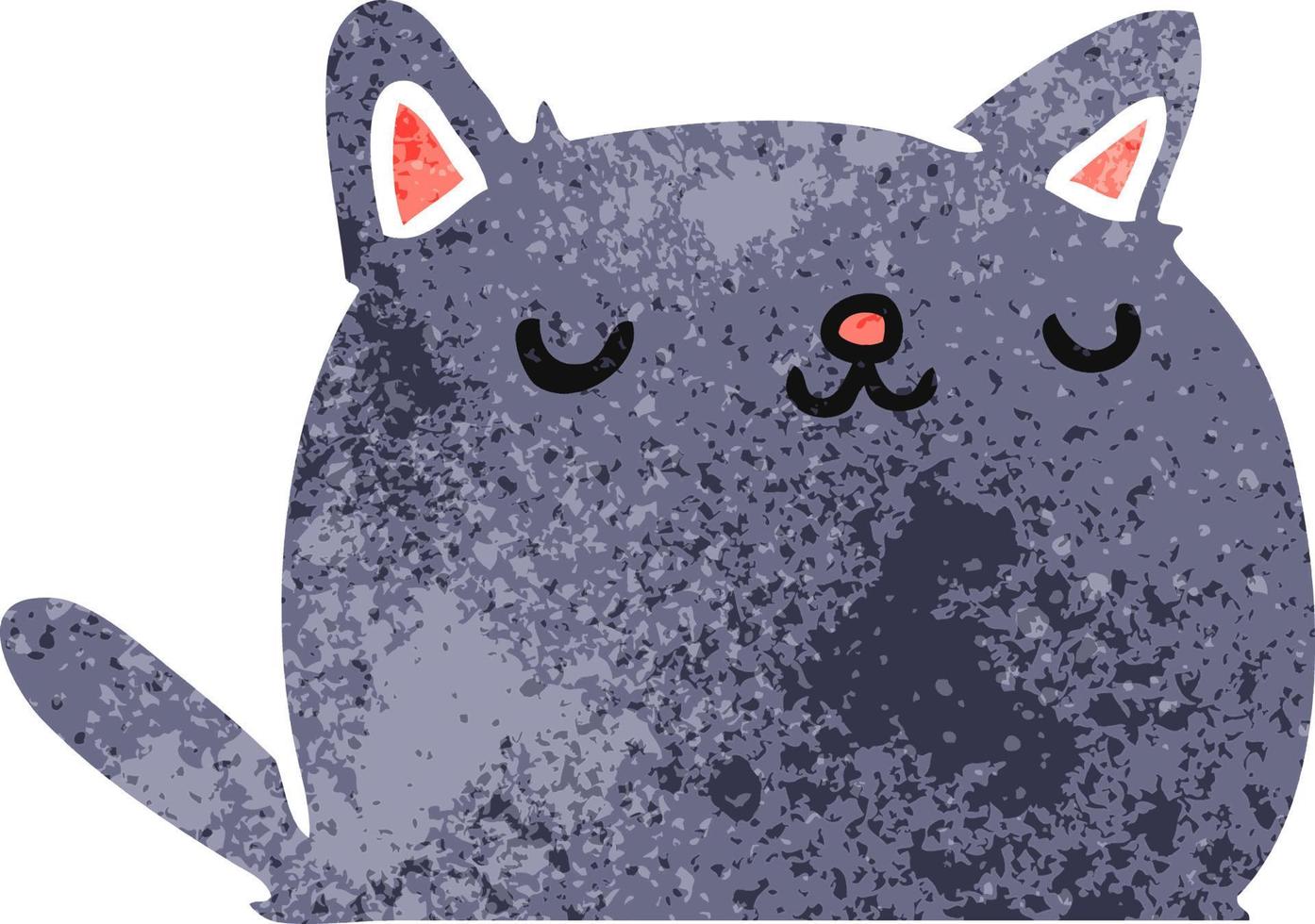 retro cartoon of cute kawaii cat vector