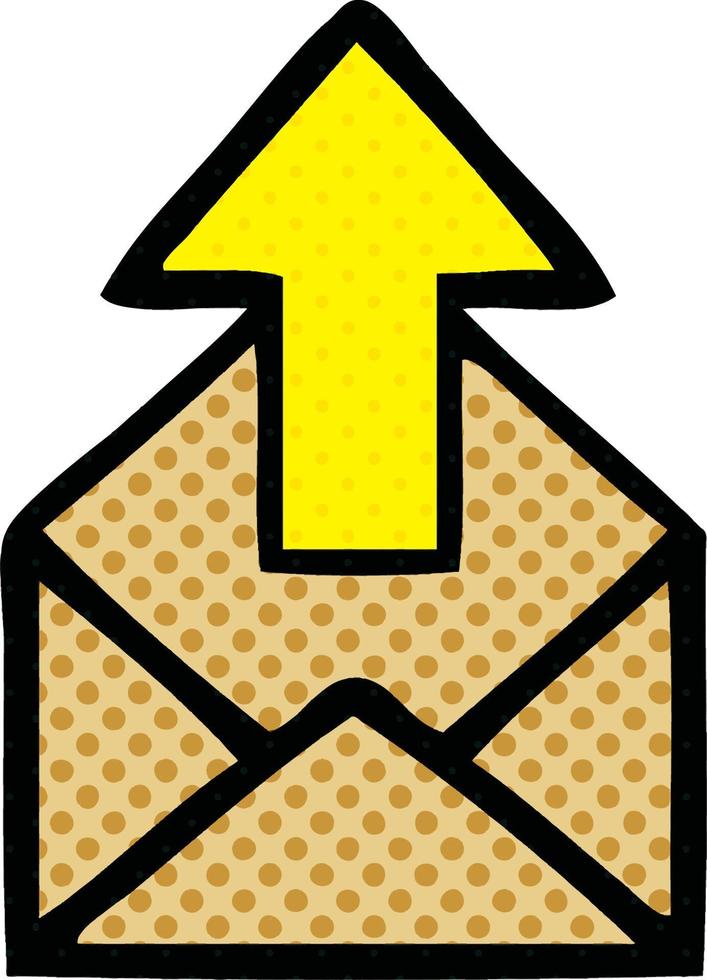 comic book style cartoon envelope with arrow vector