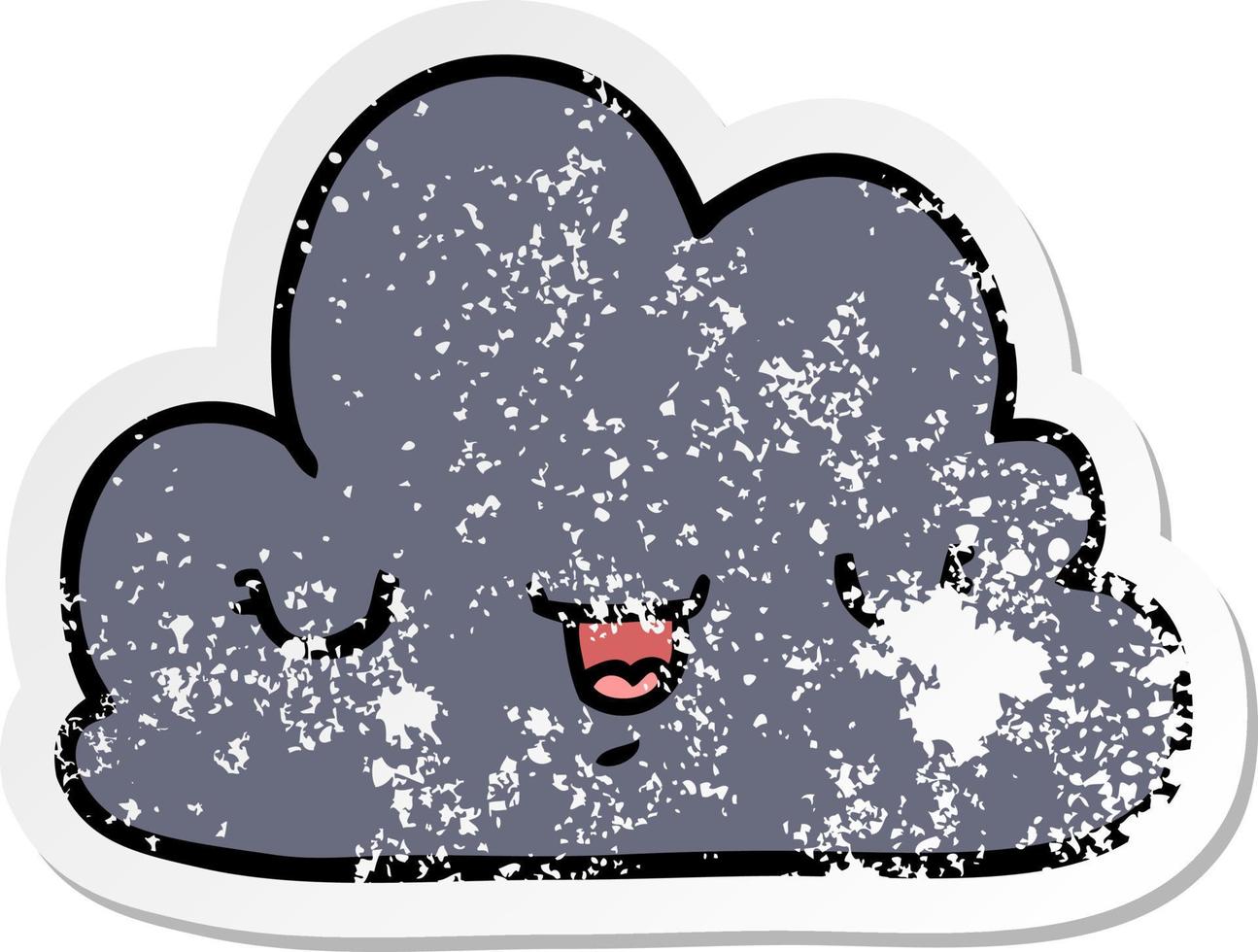 distressed sticker of a cute cartoon cloud vector