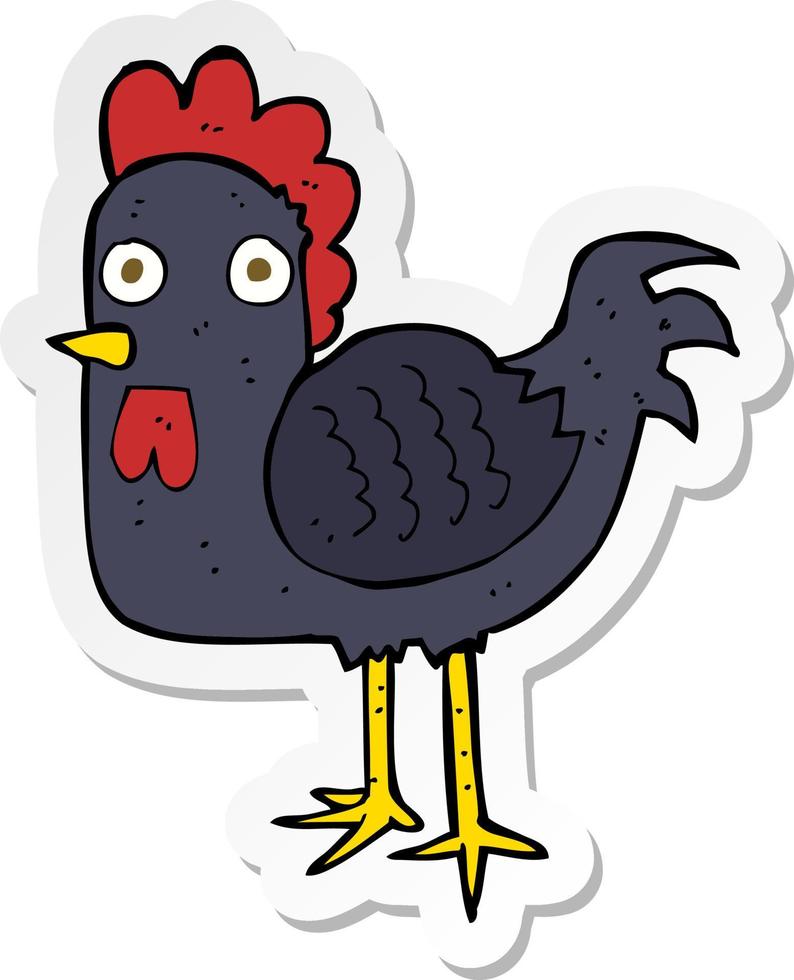 sticker of a cartoon chicken vector