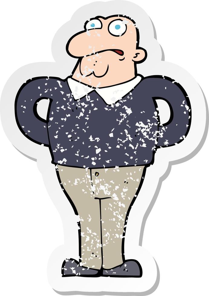 retro distressed sticker of a cartoon worried man vector