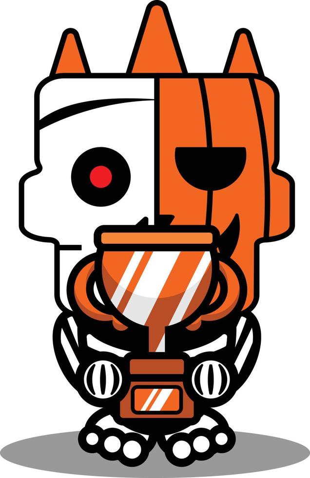 ilustración de vector de personaje de mascota de calabaza de dibujos animados de halloween cráneo lindo sosteniendo trofeo