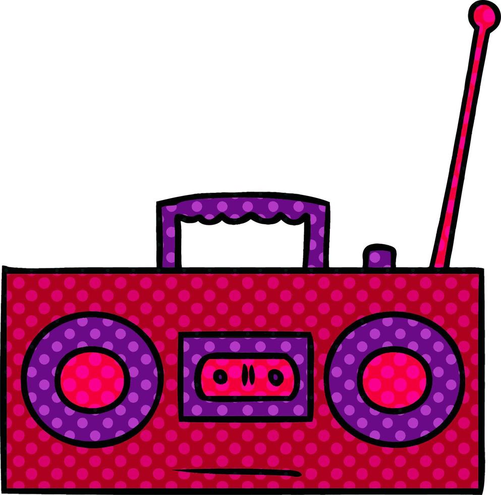 cartoon doodle of a retro cassette player vector