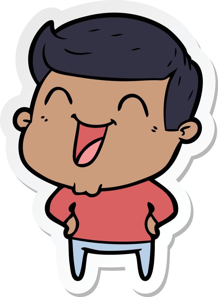 sticker of a cartoon man laughing vector