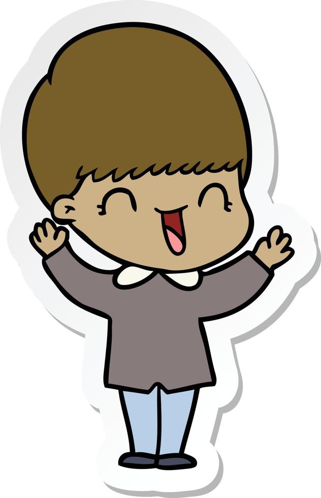sticker of a happy cartoon boy vector