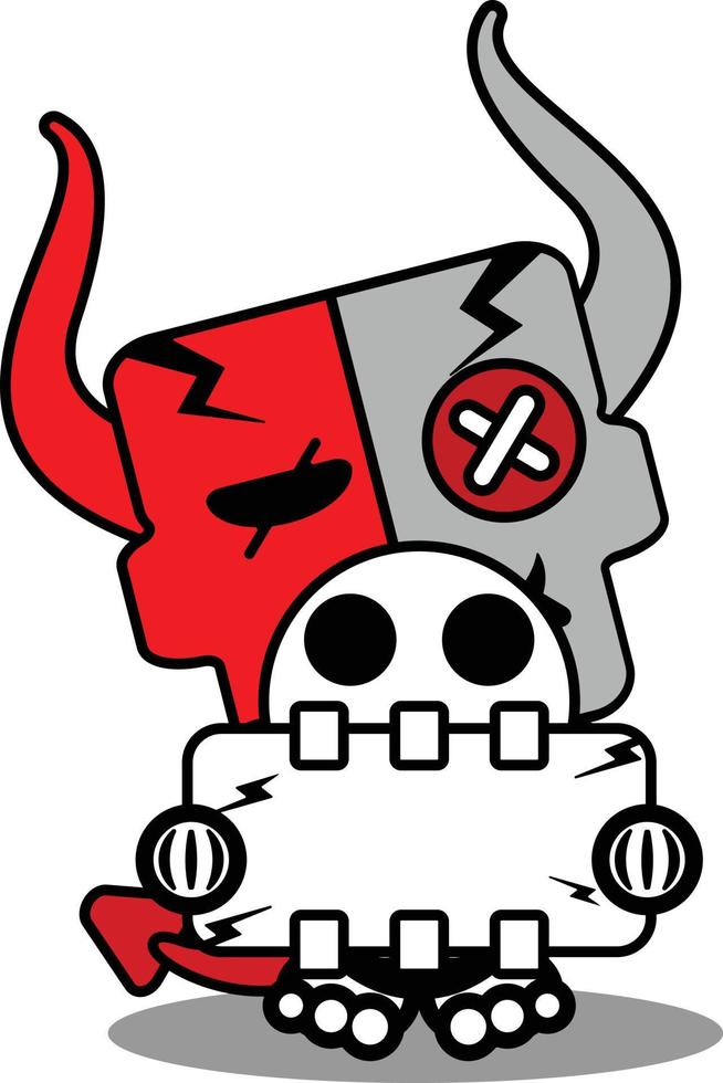 halloween cartoon voodoo devil doll mascot character vector illustration cute skull holding white board