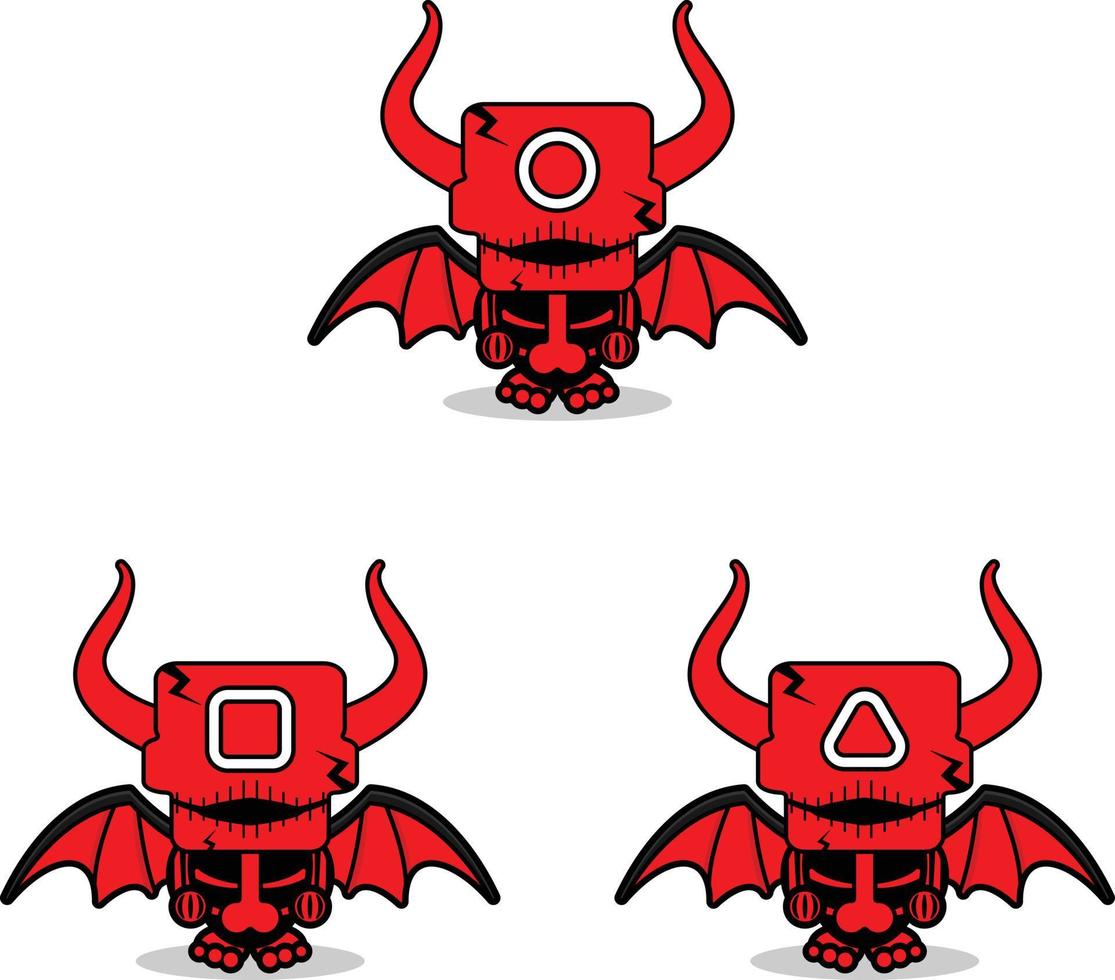 conjunto de mascota de personaje lindo paquete de juego diseño de fantasma de diablo rojo vector