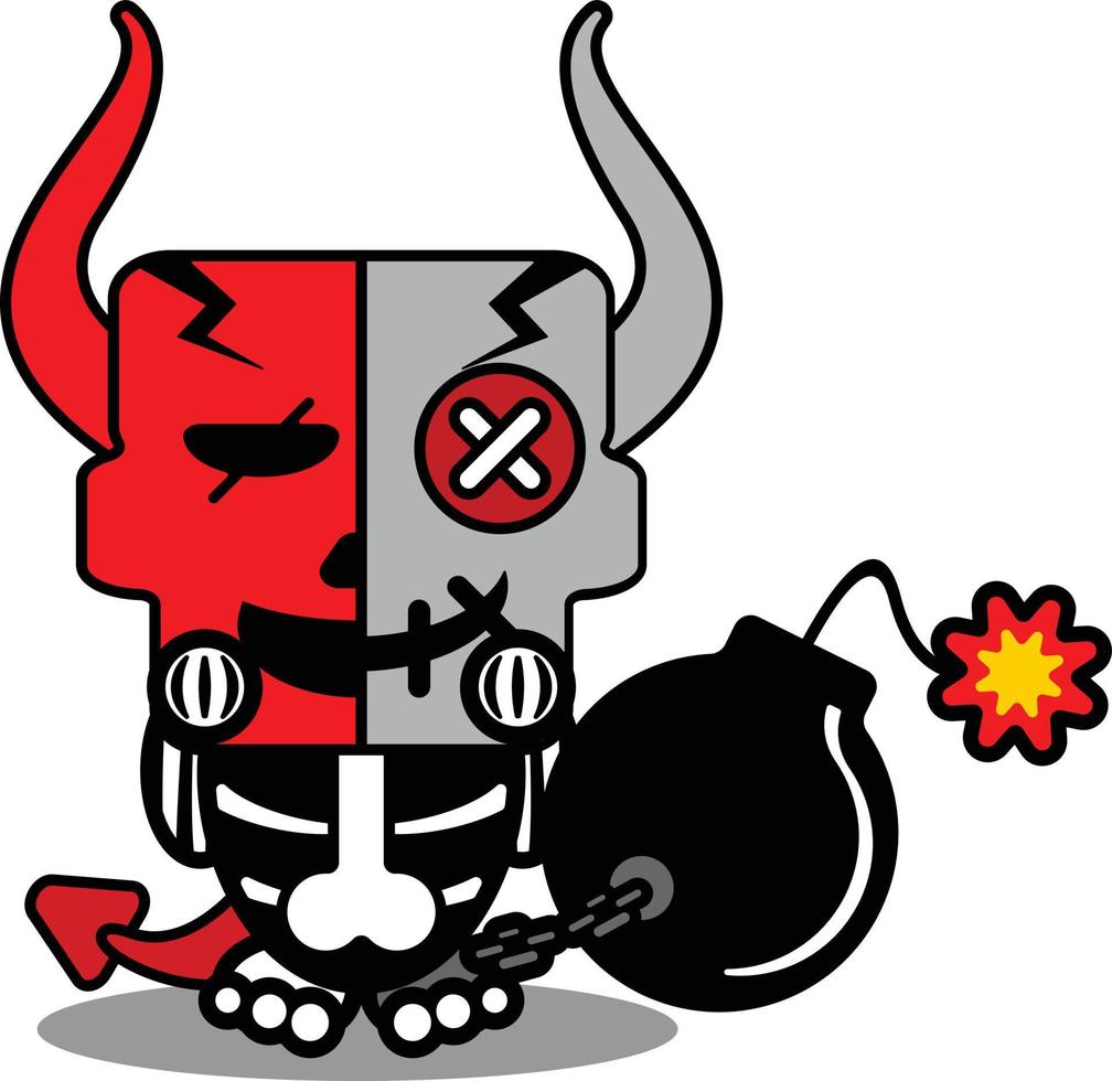 halloween cartoon voodoo devil doll mascot character vector illustration cute skull bomb