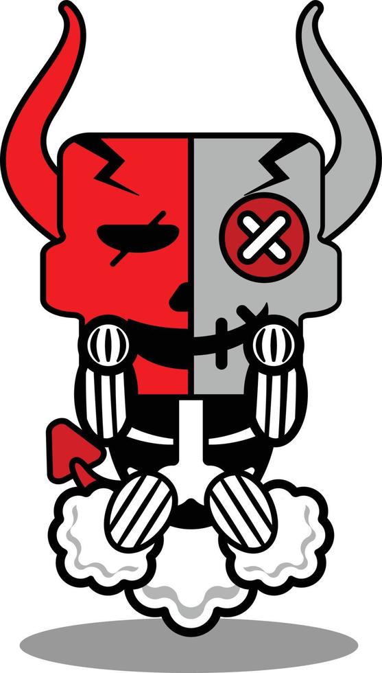 halloween cartoon voodoo devil doll mascot character vector illustration cute skull fart rocket
