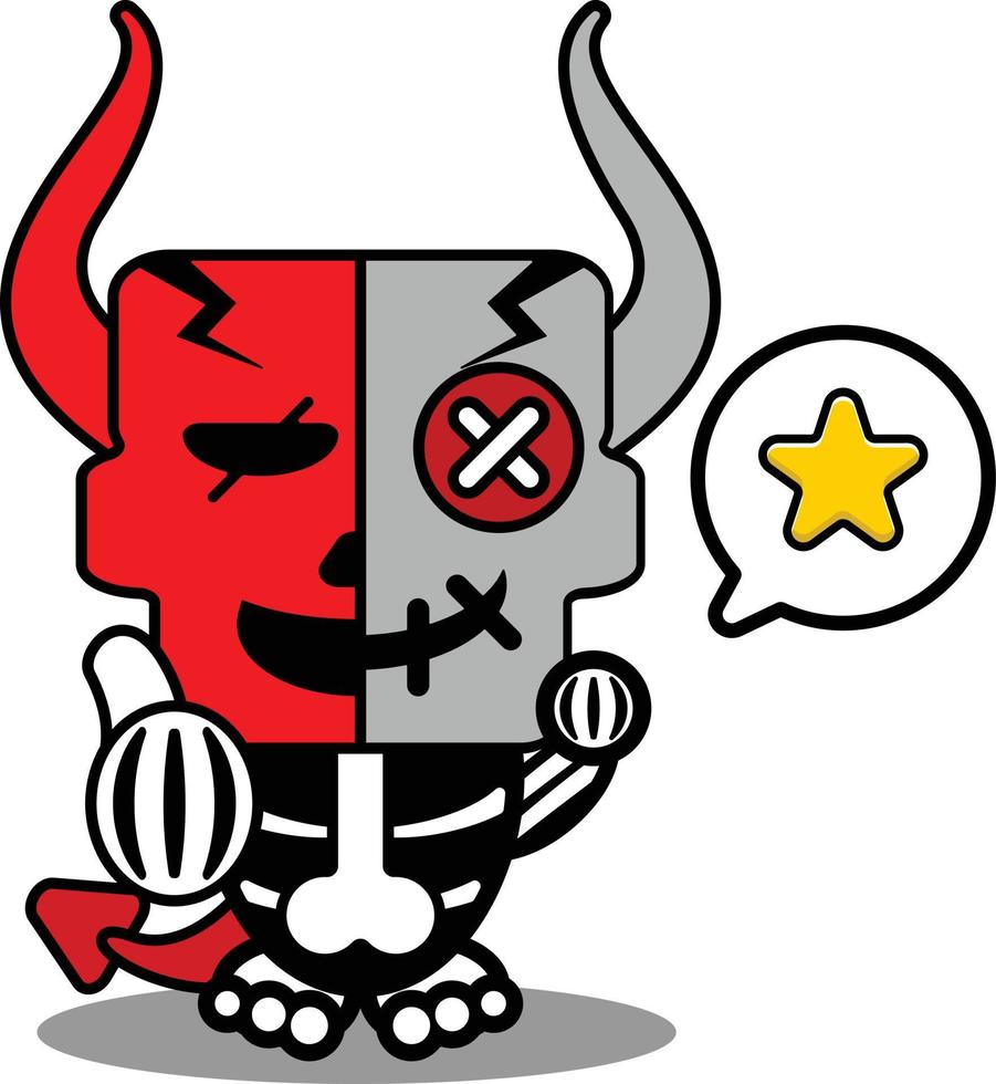 halloween cartoon voodoo devil doll mascot character vector illustration cute skull star thumbs up