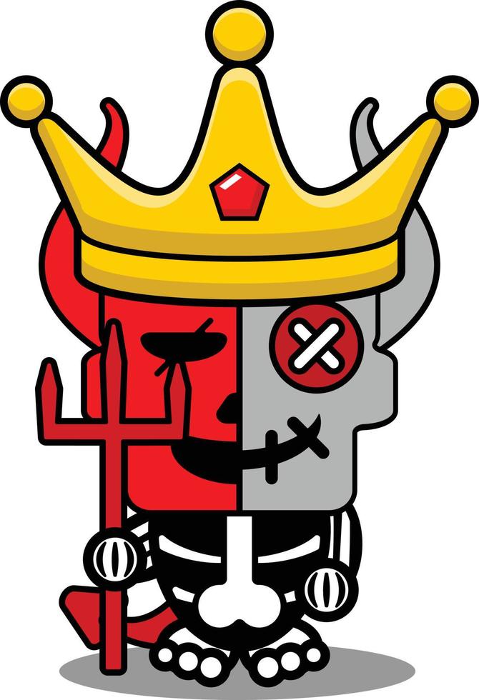 vector illustration of cartoon voodoo devil doll mascot character halloween cute skull king