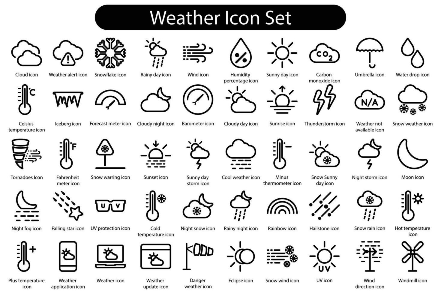 conjunto de iconos de línea meteorológica vector