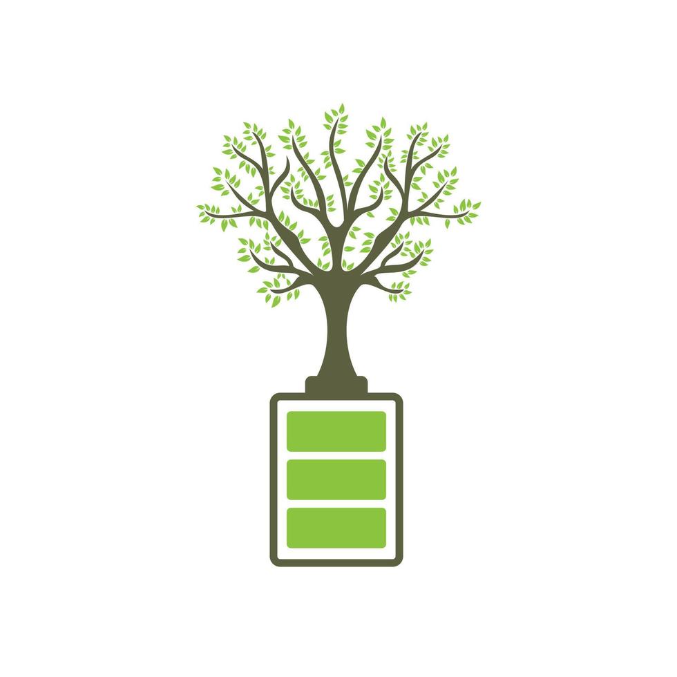 Eco nature and battery logo template design illustration design. vector