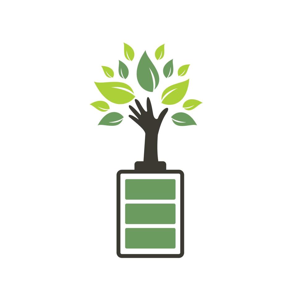 Eco nature and battery logo template design illustration design. vector