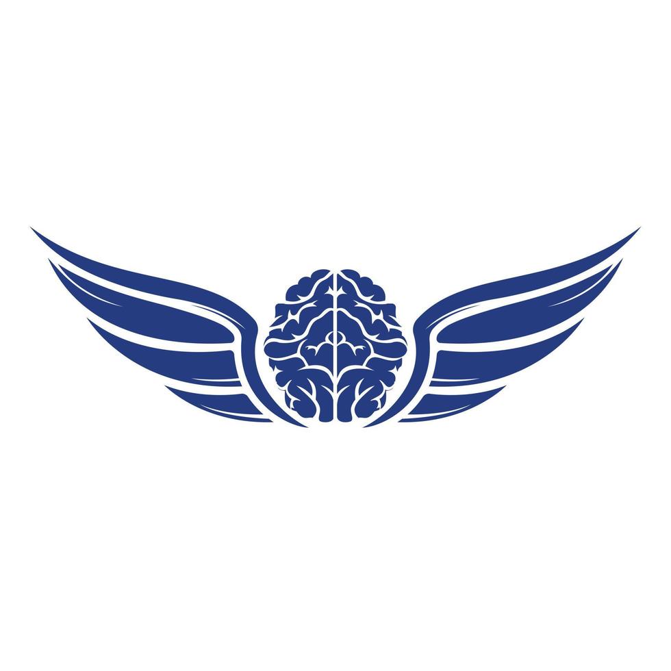 cerebro volador con plantilla de diseño de logotipo vectorial de alas. vector