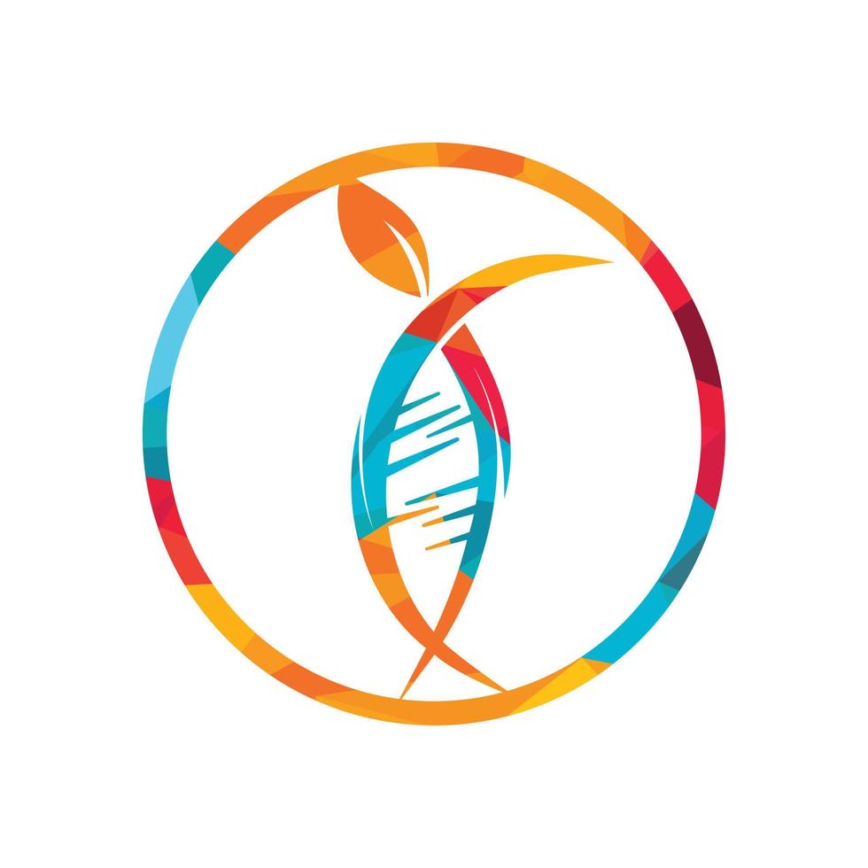 ADN humano con diseño de logotipo de vector de hoja.