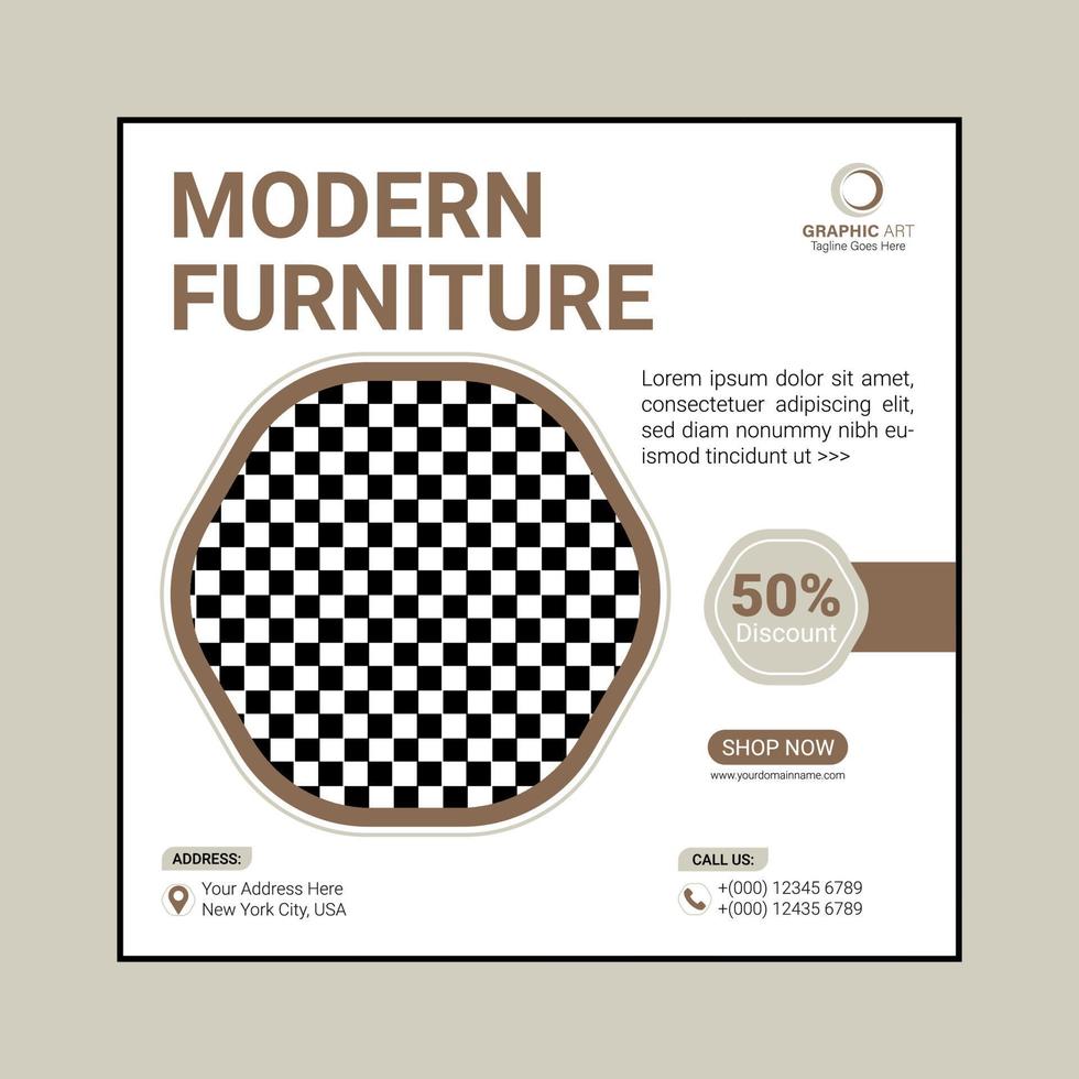 Modern Furniture Social Media Post Design vector