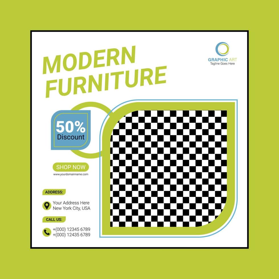 Modern Furniture Social Media Post Design vector