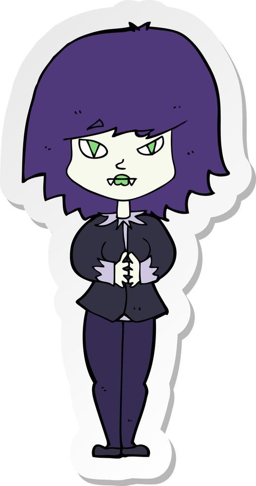 sticker of a cartoon vampire woman vector