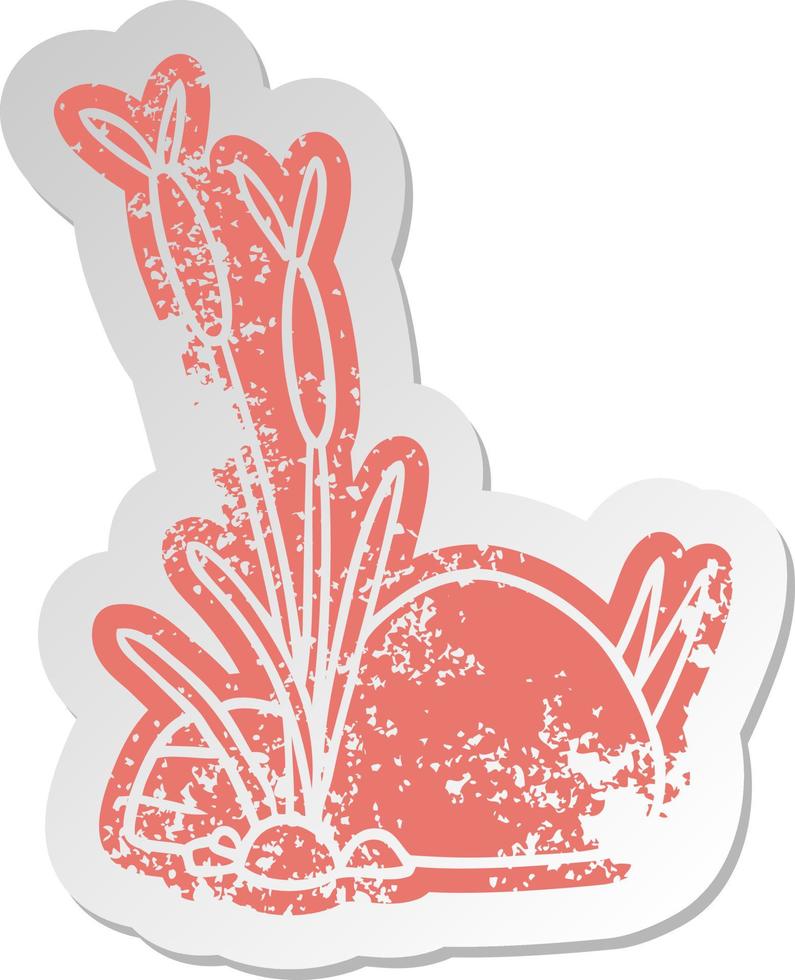 distressed old sticker of stone and pebbles vector