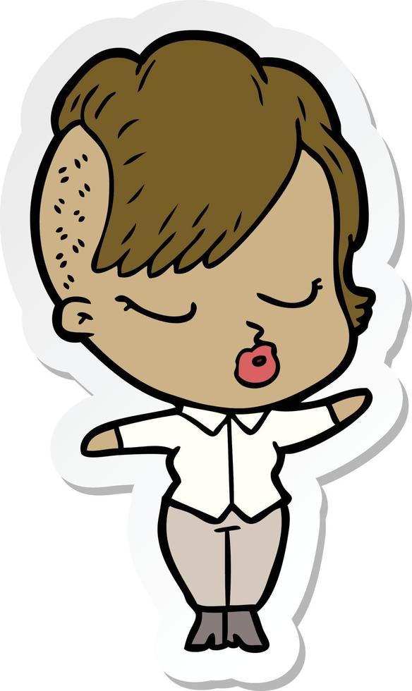 sticker of a cartoon pretty hipster girl vector