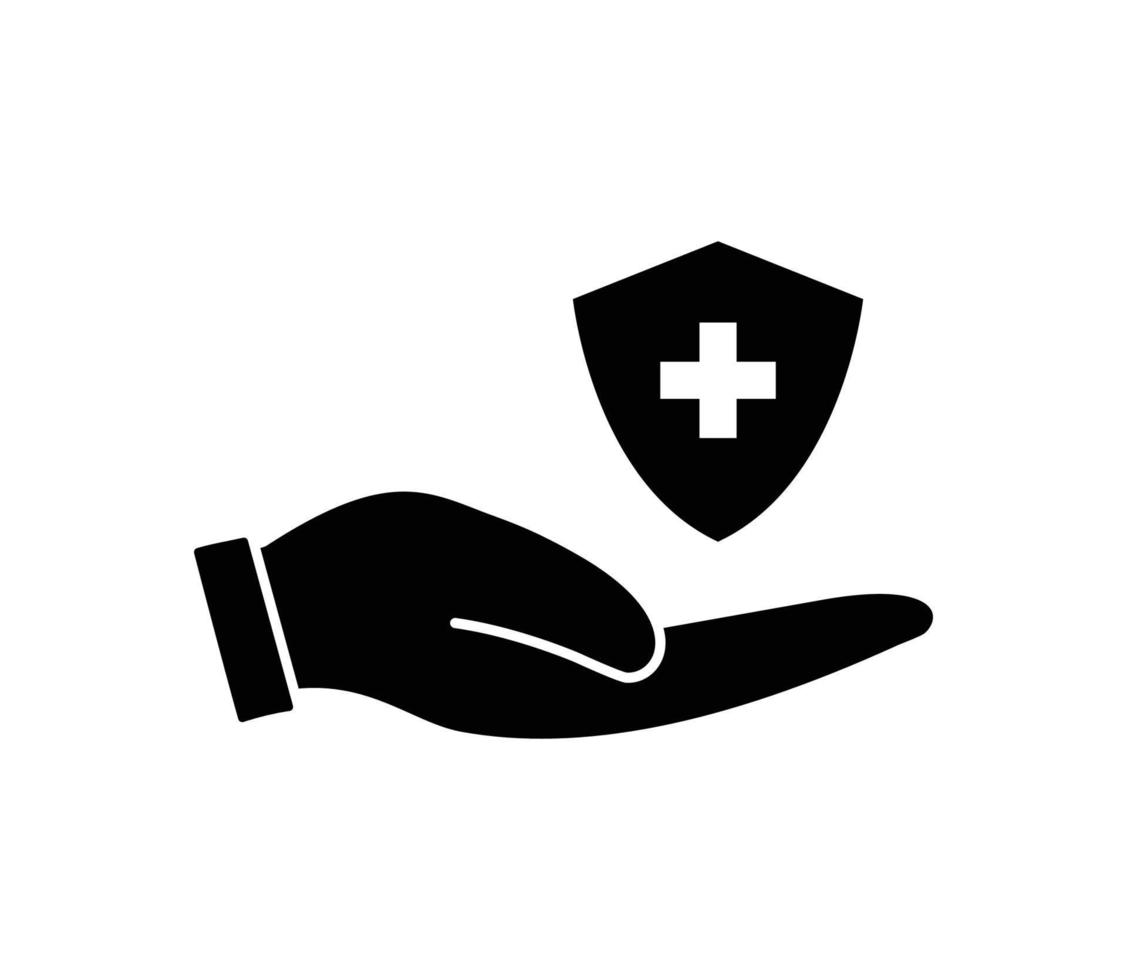 plantilla de diseño de logotipo de vector de icono de mano y escudo