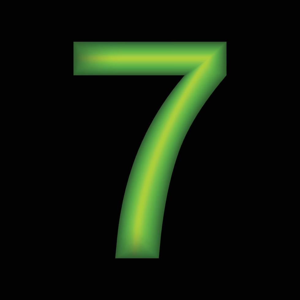 3d shiny green number collection  7 vector