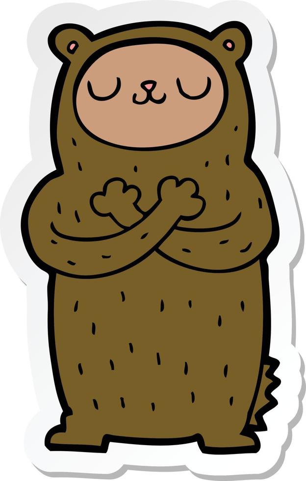 sticker of a cartoon bear vector