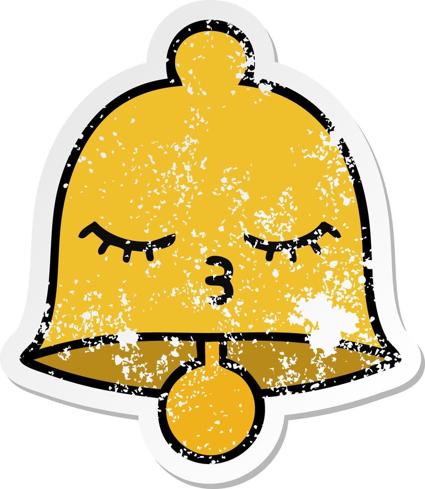 distressed sticker of a cute cartoon bell vector