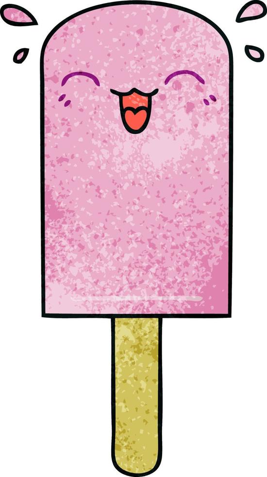 quirky hand drawn cartoon ice lolly vector