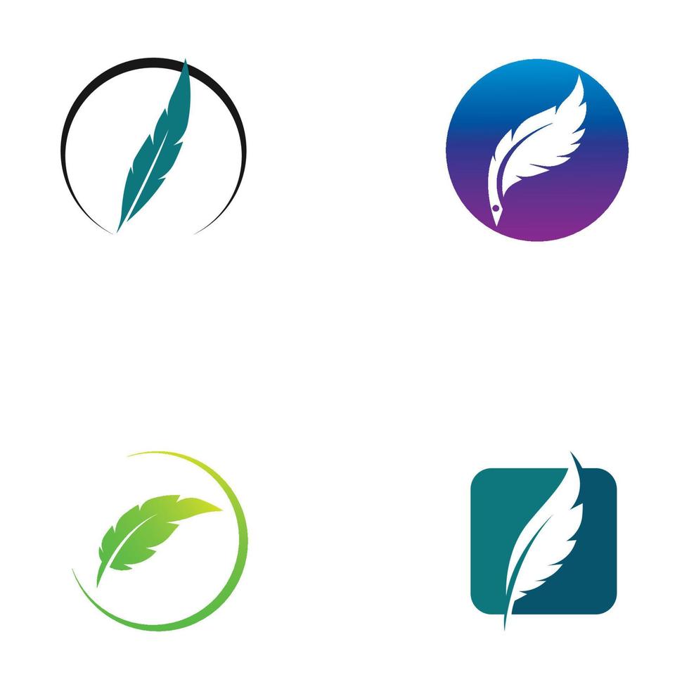 feather pen write sign logo template app icons vector