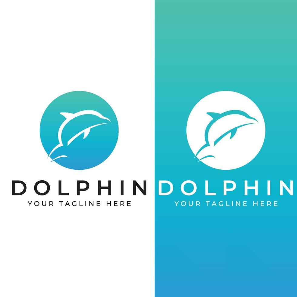 Dolphin logo. Dolphin jumping on the waves of sea or beach. With vector illustration editing.